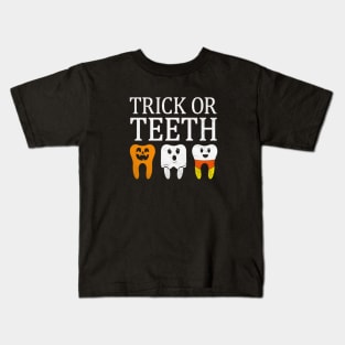 Trick Or Teeth Spooky Halloween Dental Hygienist Assistant Tech Funny Dental Office Group Kids T-Shirt